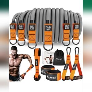 HPYGN Resistance Bands Set, Bands with Handles, Ankle Straps, Door Anchor, Bag